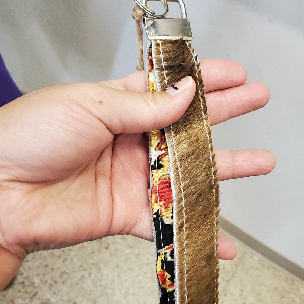 Wild rag with authentic hair on hide wristlet